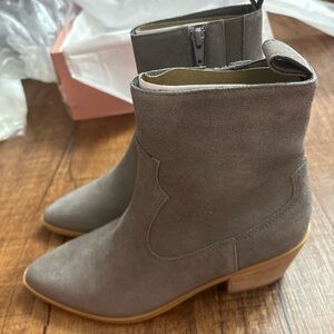 Gray Ankle Boots with Western Silhouette